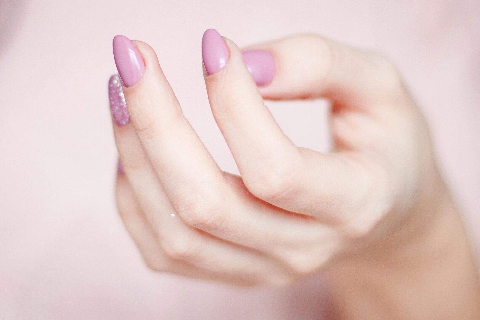 Shimmery pink nail polish